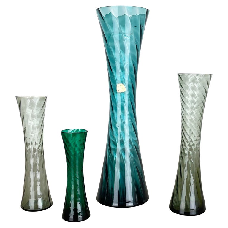 Set of Four Hand Blown Crystal Glass Vases Made by Alfred Taube, Germany,  1960s at 1stDibs | alfred taube glass, hoosier green glass vase