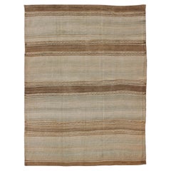 Turkish Vintage Kilim Rug with in Taupe, Brown, Faint Gray Blue, and Earth Tones