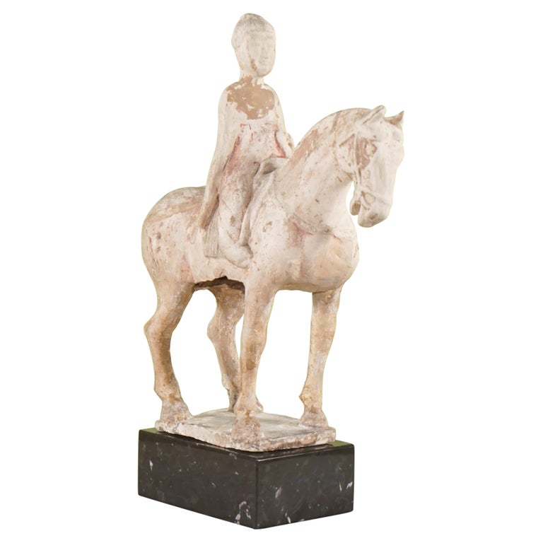 Period Tang Dynasty Terra Cotta Horse and Rider For Sale