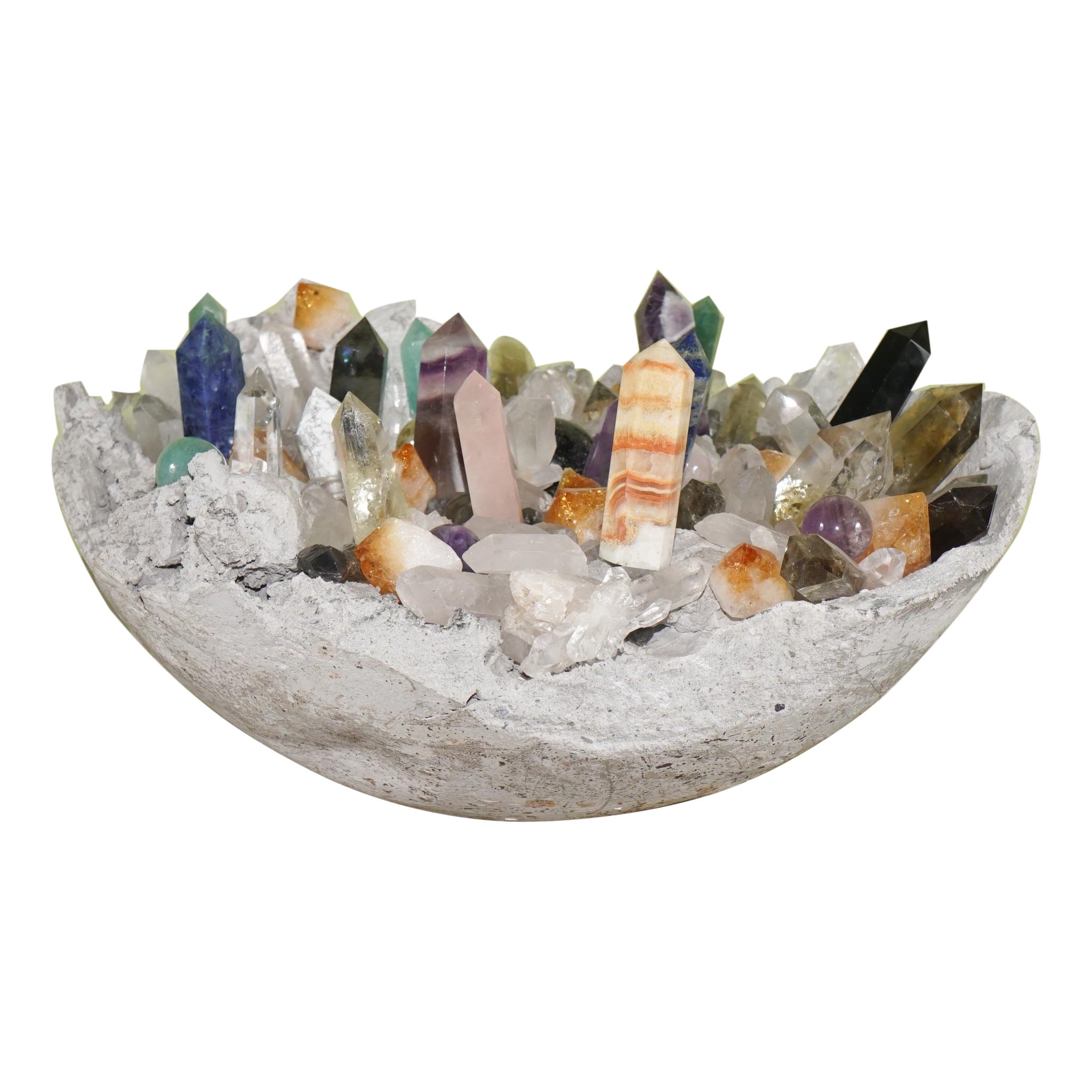 Gem Stone Collection in Custom Bowl For Sale