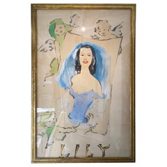 Original Marcel Vertes Large-Scale Gouache of Lily Pons