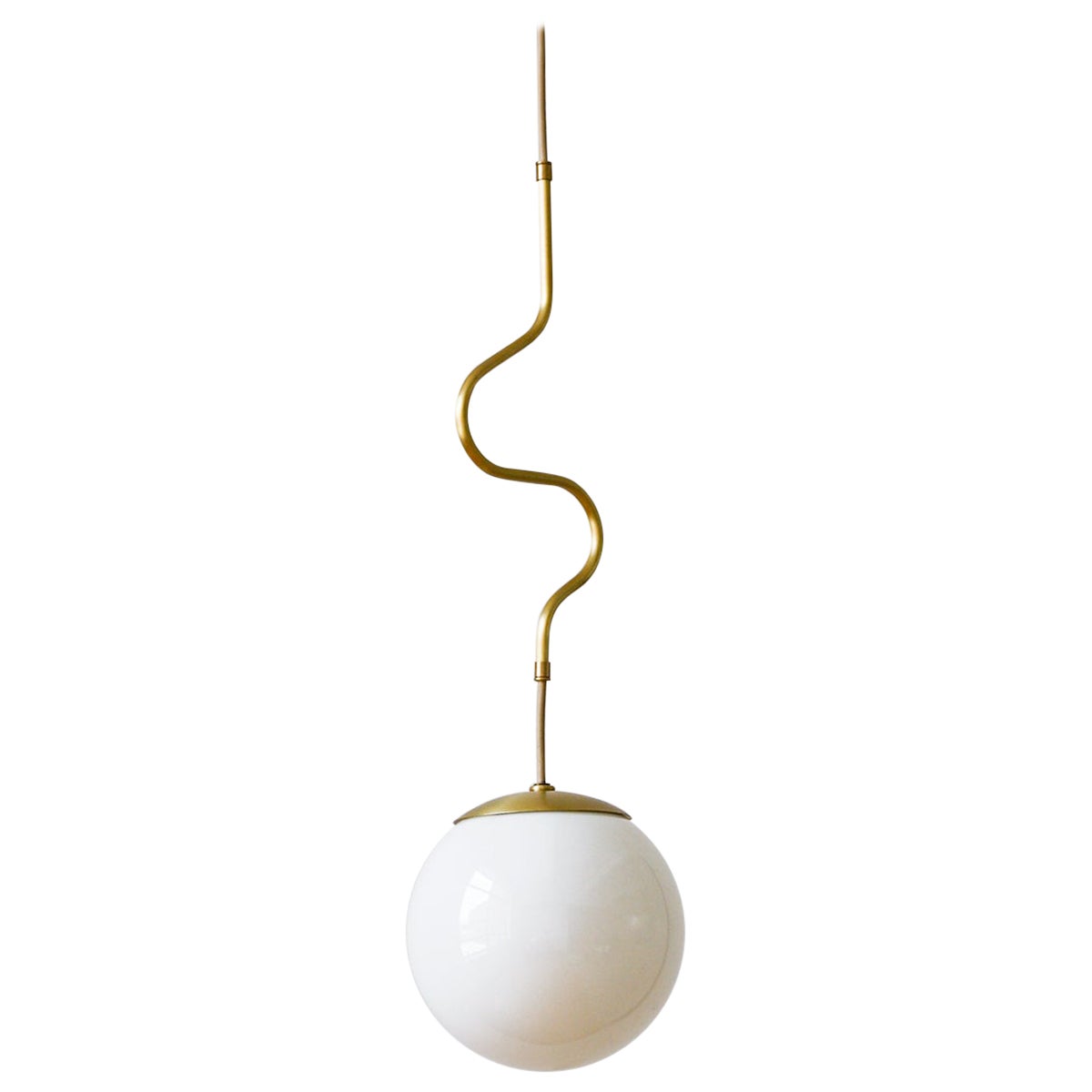Small Lawrence Modern Globe Pendant in Satin Brass For Sale