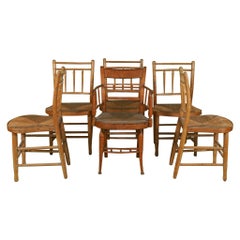 Six American Federal Period Rush Seated Faux Bamboo Chairs