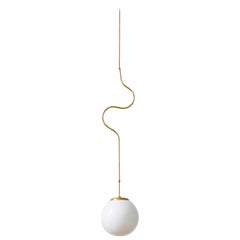 Satin Brass Modern Lawrence Globe Pendant, Large