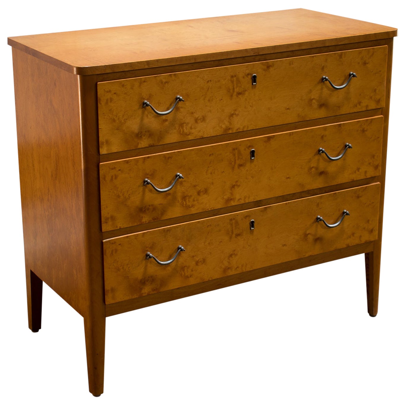 Midcentury Swedish Chest of Drawers in Blond Birch For Sale
