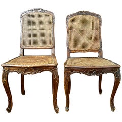 French, Louis XV Régence Caned Chairs, 18th Century, Two Similar