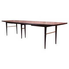 Paul McCobb for Directional Black Lacquer and Brass Boat-Shaped Dining Table