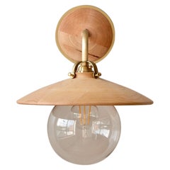 Natural Maple and Brass Modern Edmund Sconce