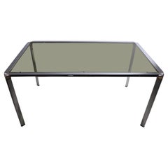 Italian Modernist Chrome and Glass Dining Table by Orsenigo