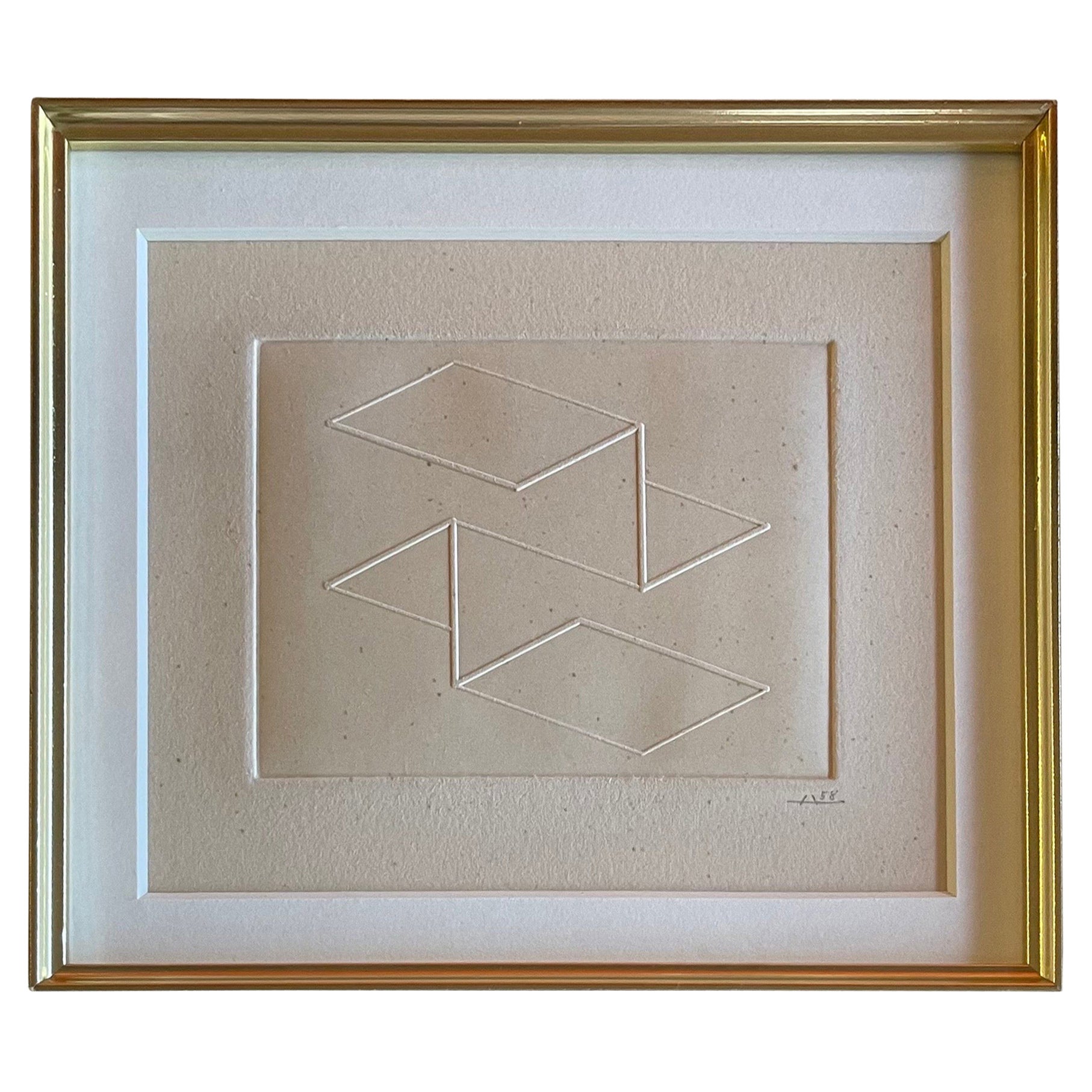 Inkless Embossed Print Entitled "Intaglio Solo 5" by Josef Albers 1958 For Sale