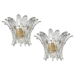 Pair Italian Palmette Sconces Barovier & Toso Style, Murano