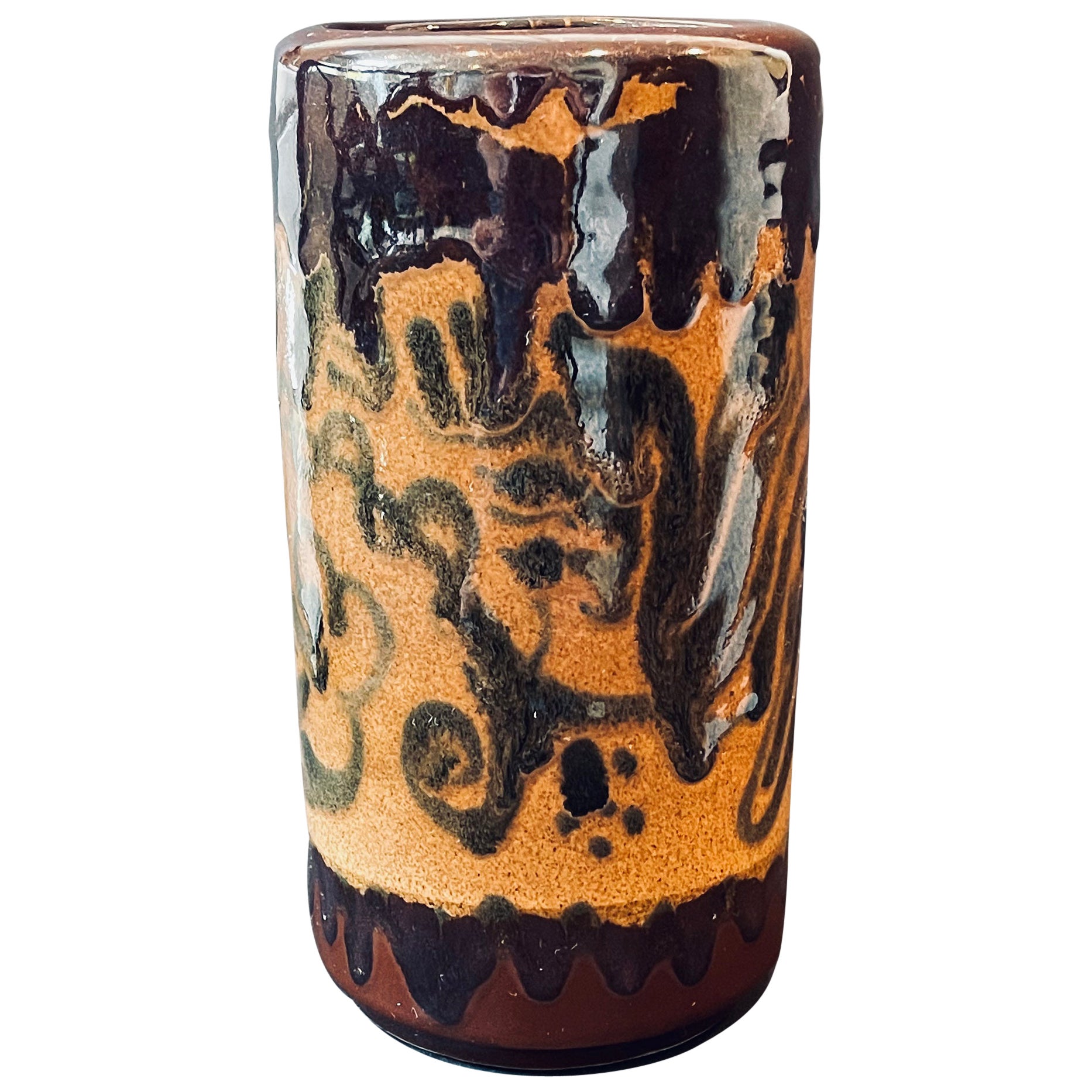 "Study in Black & Burnt Sienna, " Early Vase, Abstract Pattern by Glidden Parker