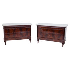 Antique Fine Pair of French Period Louis Philippe Flame Mahogany Commodes