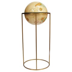 Vintage 1960s Mid-Century Modern Brass Globe by Replogle in Style of Paul Mccobb