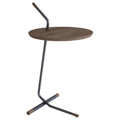 like Side Table Featuring a Wood Top in Walnut Finish & Metal Base