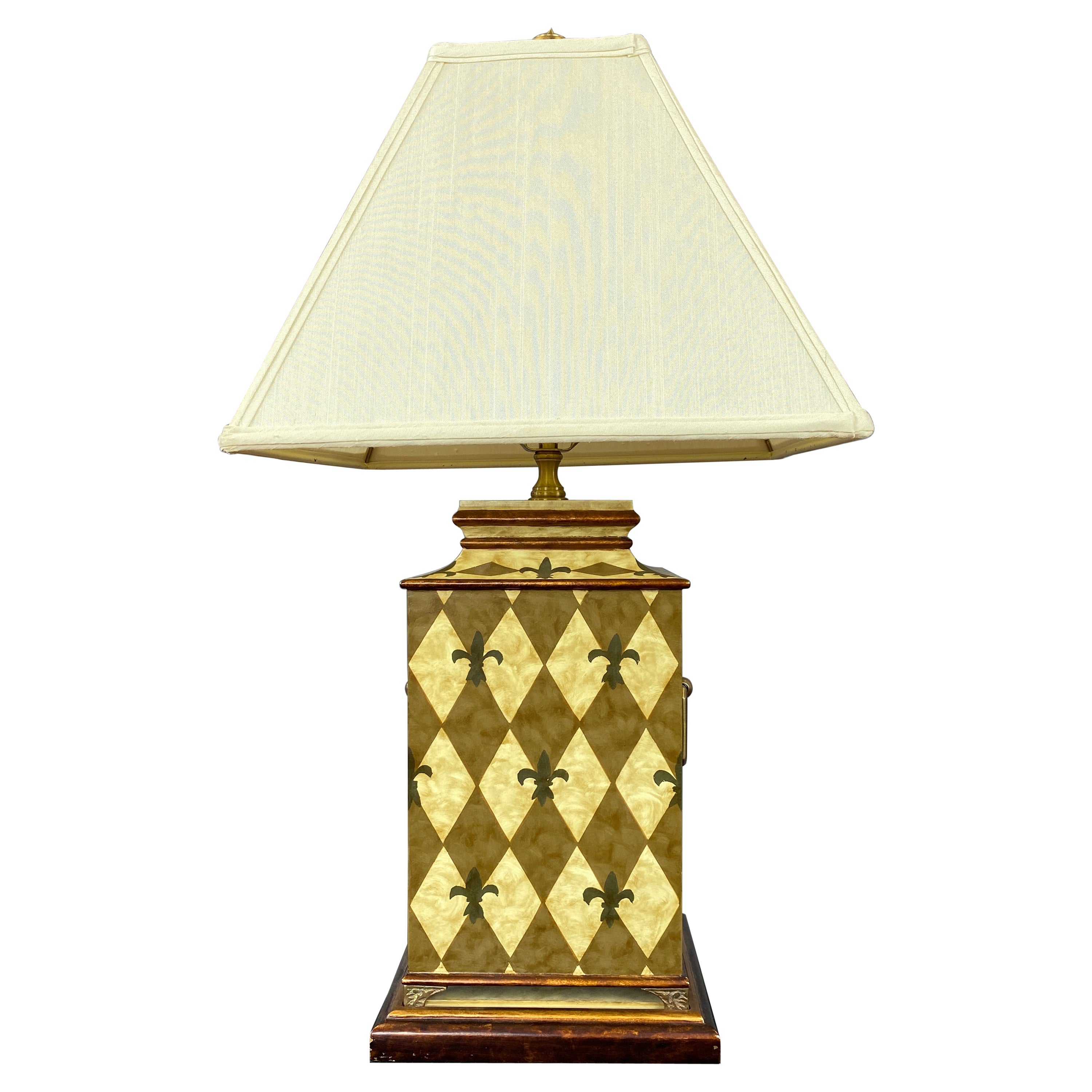 Soft Gray Harlequin Diamond Pattern Table Lamp Tall Shade Brass Bron 通販 