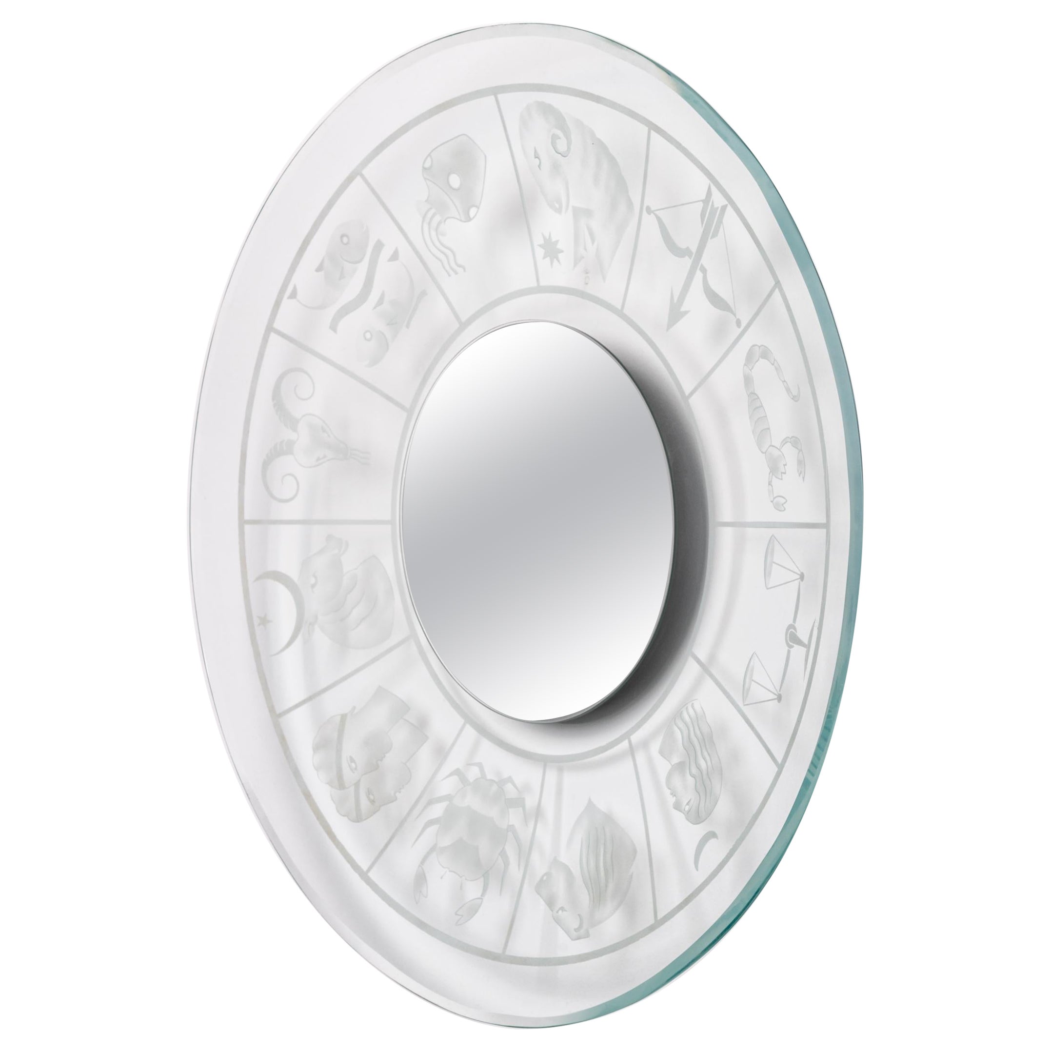 Italian Glass Zodiac Mirror For Sale