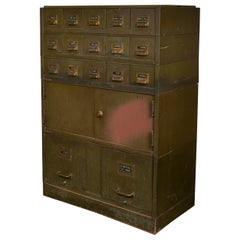 Vintage File and Card Cabinet in Army Green by the Art Metal Company