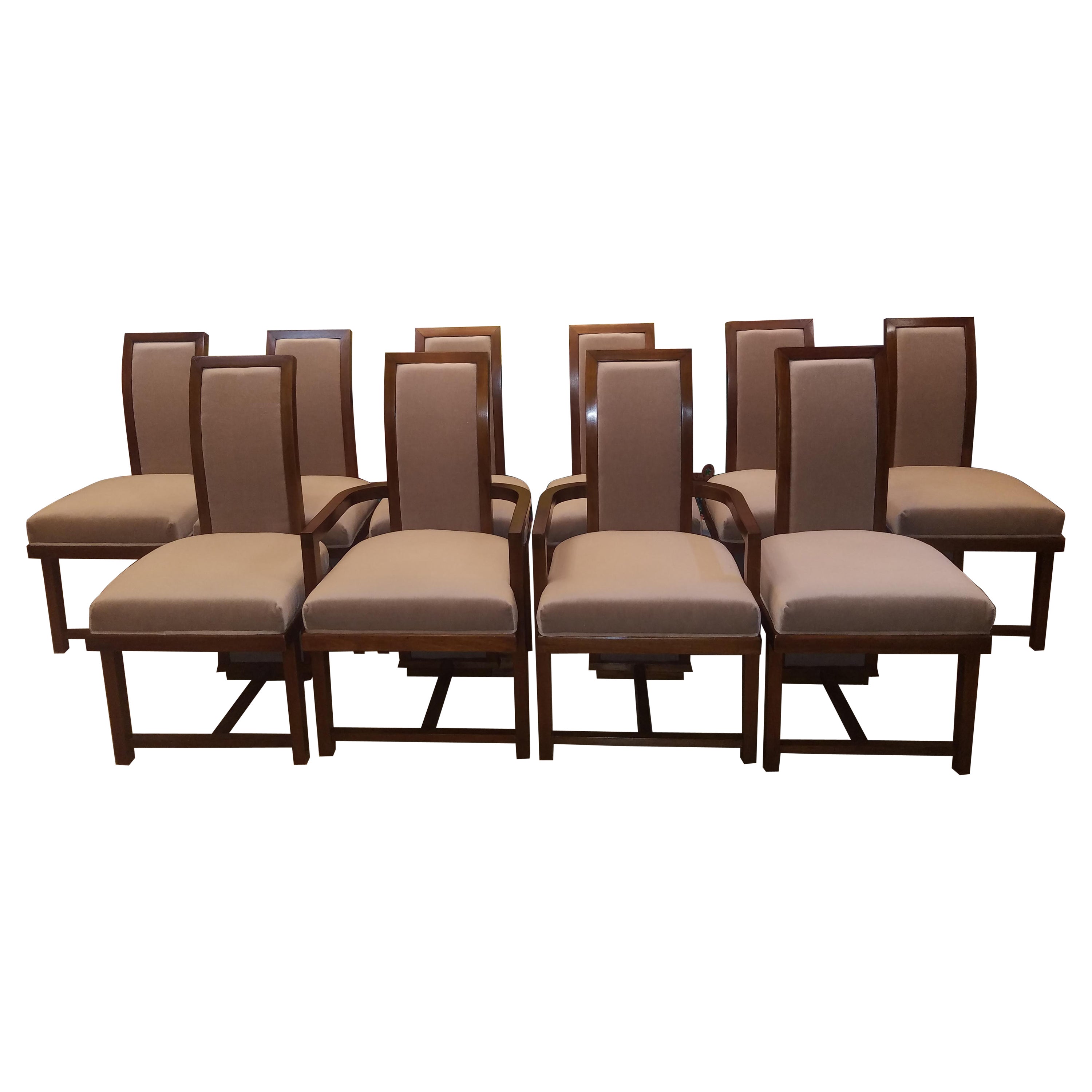 Frank Lloyd Wright Dining Chairs Set of Ten Taliesin for Heritage Henredon, 1955