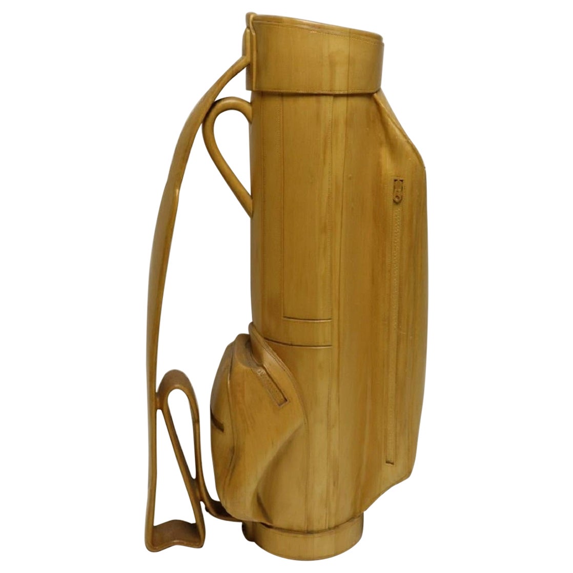 Vintage Carved Wood Decorative Golf Bag For Sale