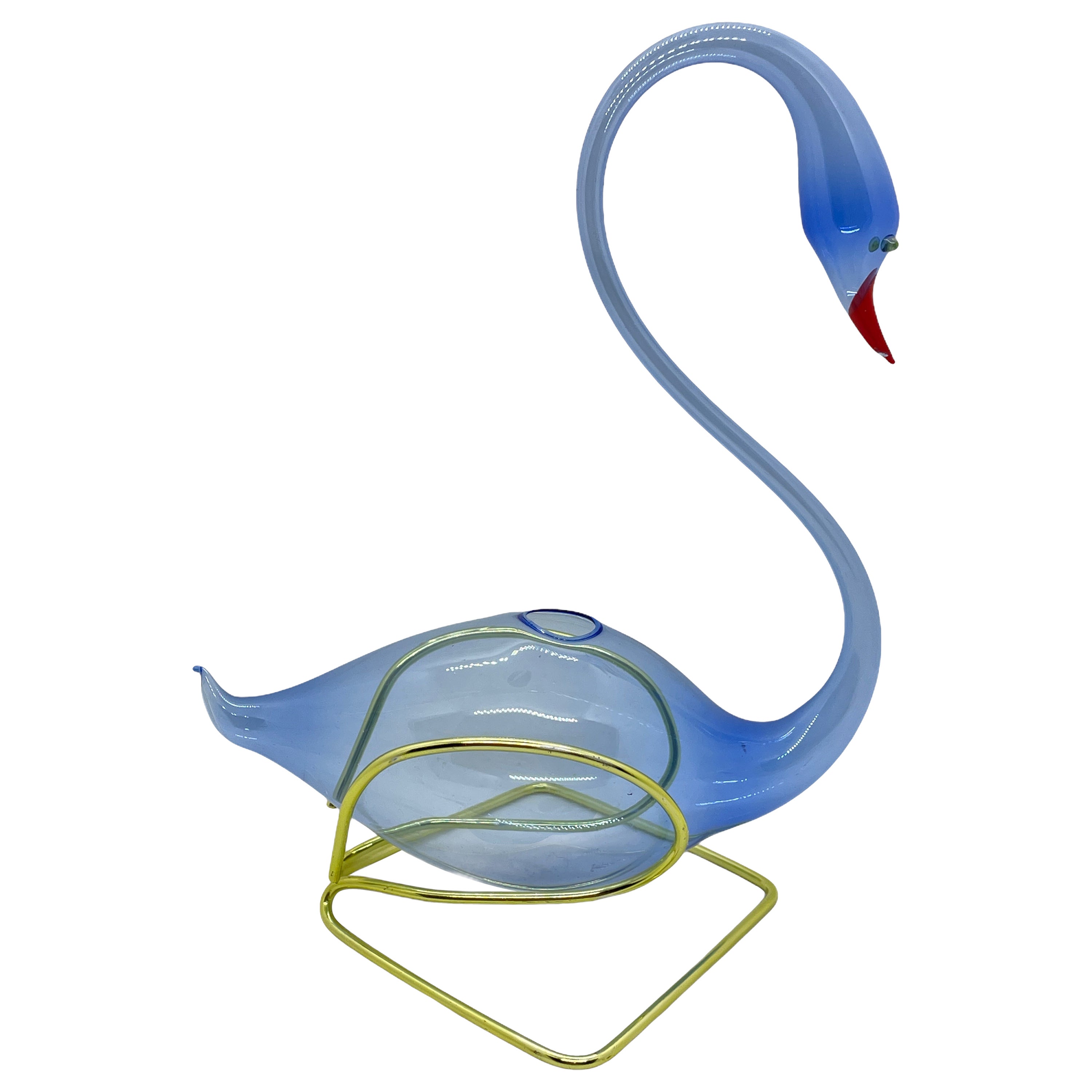 Vase en verre d'art Bimini en forme de cygne, milieu du 20e siècle, Autriche en vente
