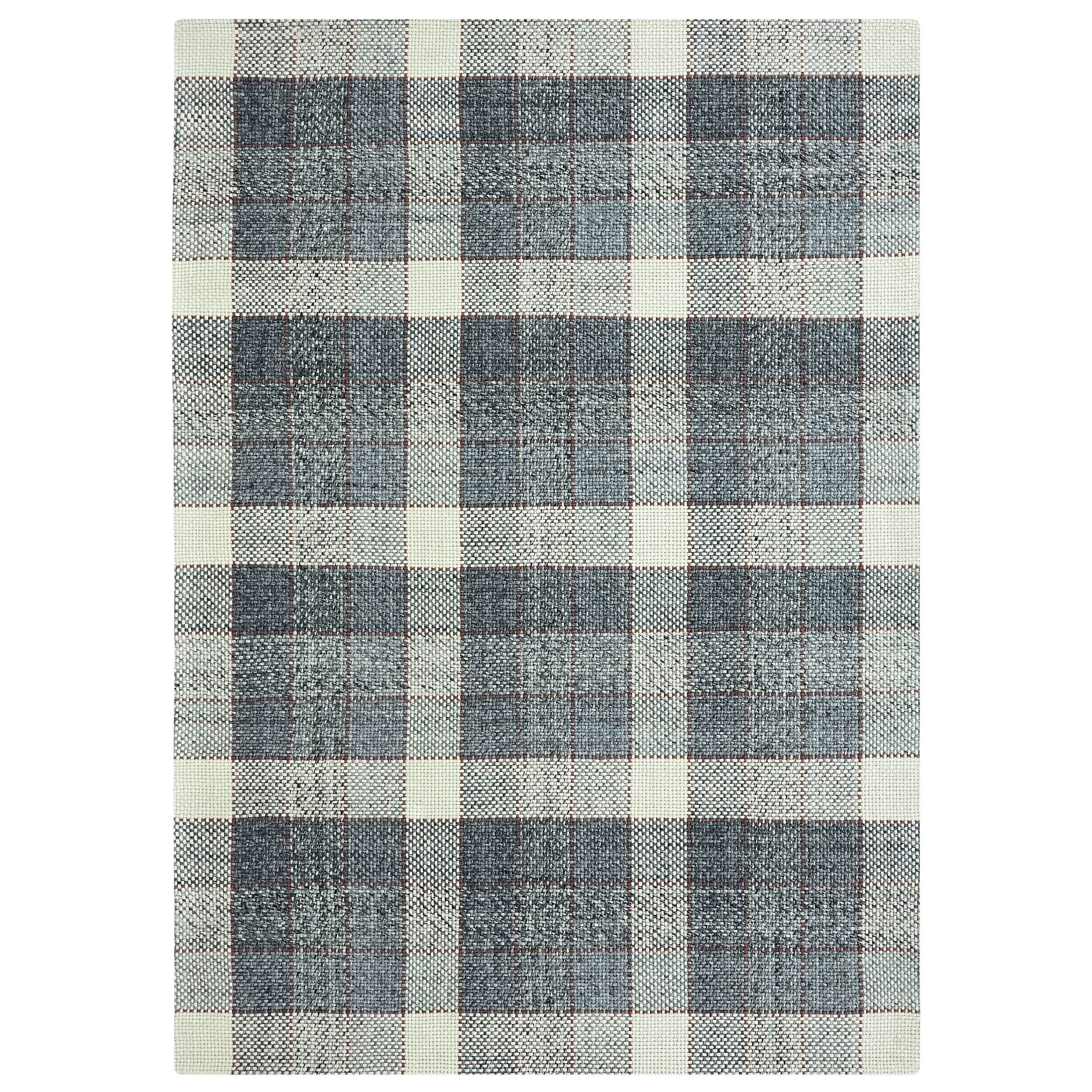 Handgewebter Cuadros Medium Teppich in Grau und Rostfarbe von GAN