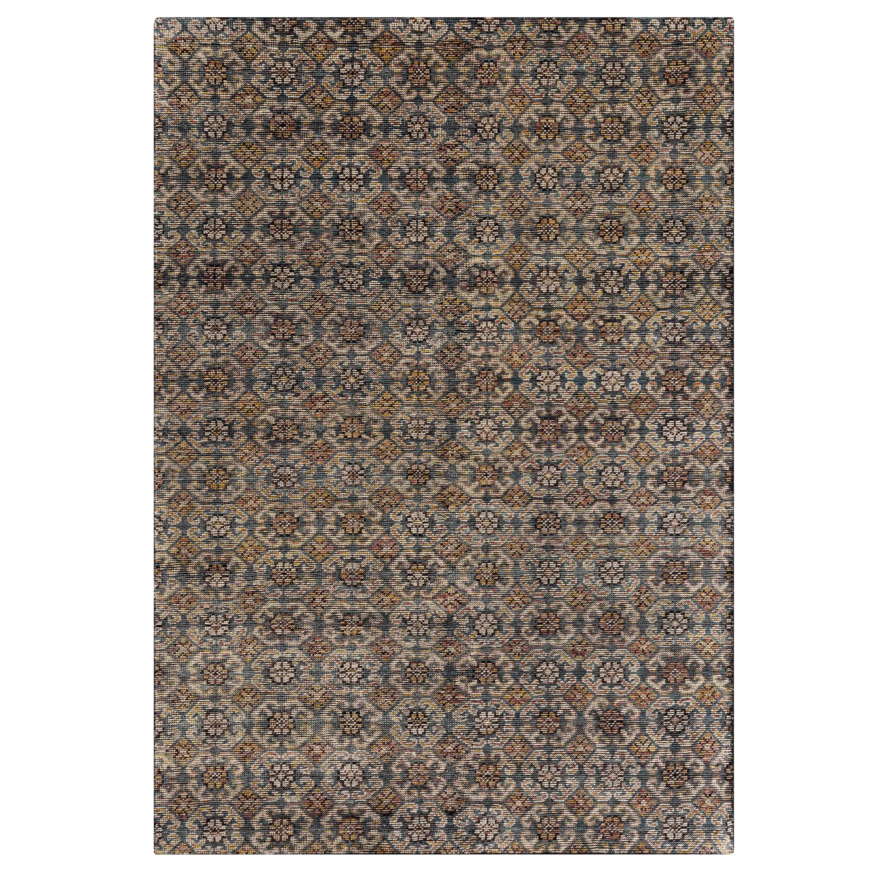 Hand Knotted Hidraulic Small Rug in Multi Color by GAN For Sale