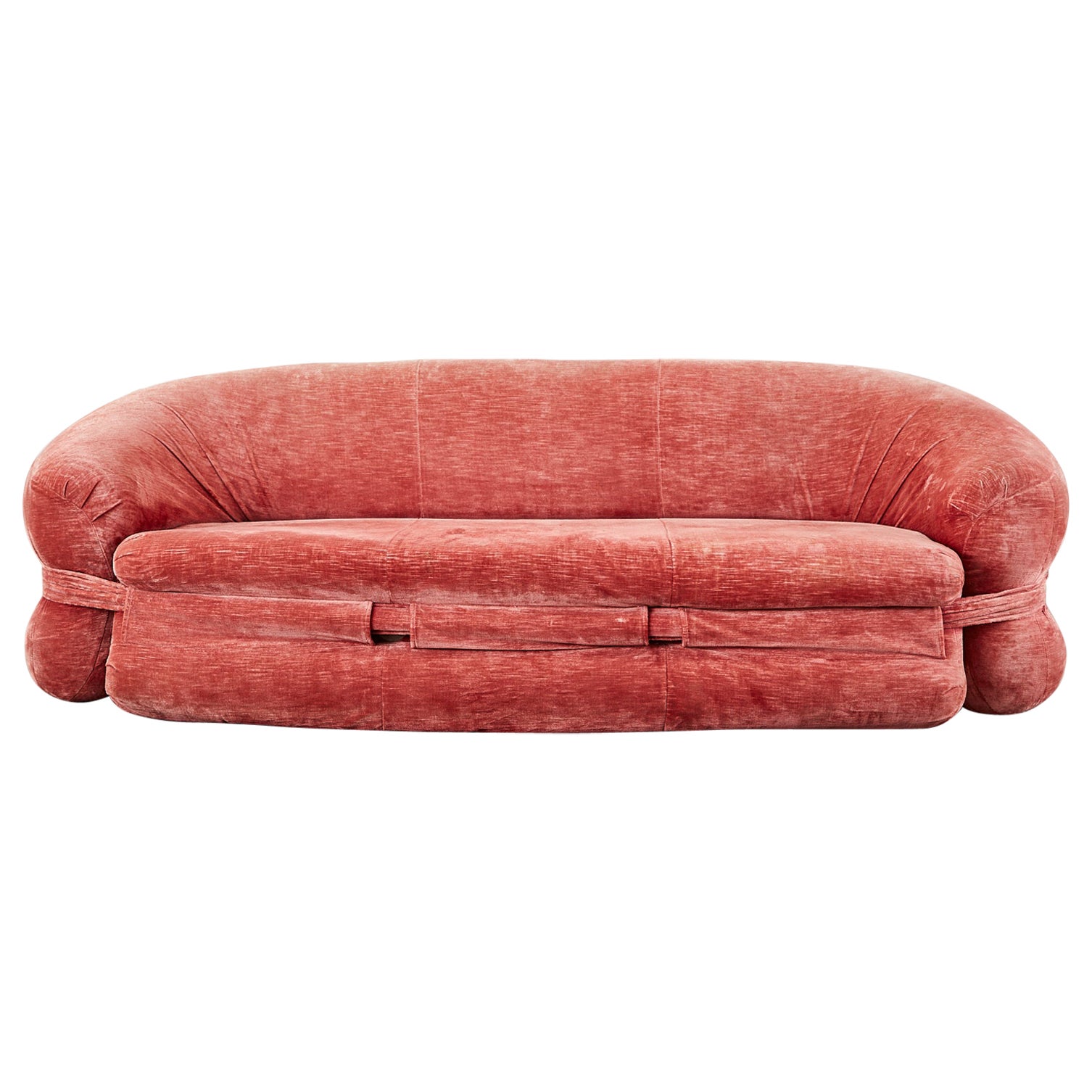 Mid-Century Harvey Probber Burger Bun Pink Velvet Sofa