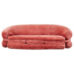 Mid-Century Harvey Probber Burger Bun Pink Velvet Sofa