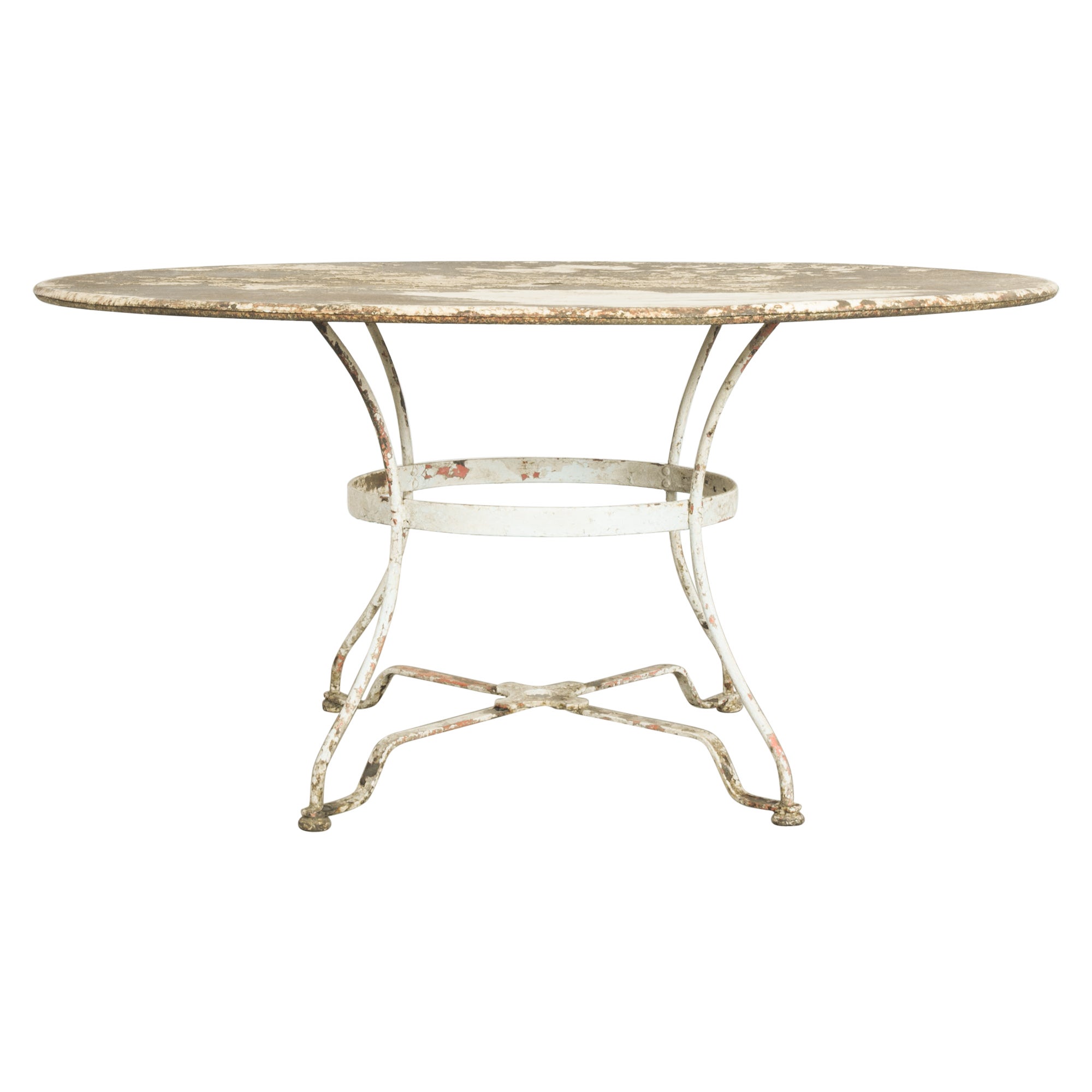 1920s French White Patinated Metal Table