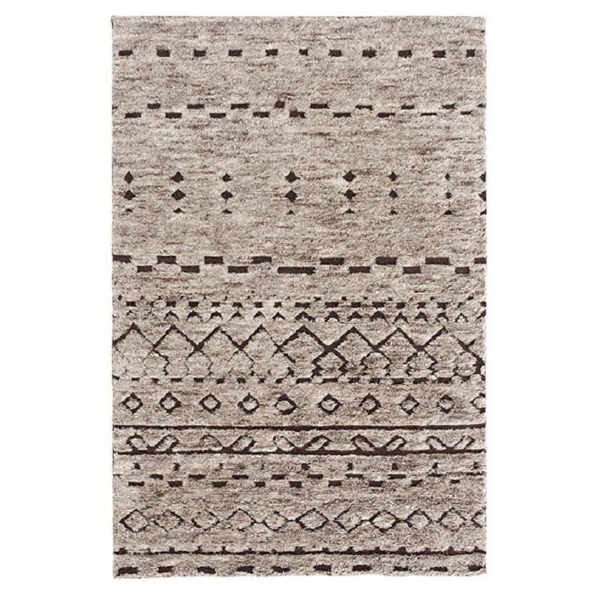 Hand Knotted Bereber Small Wool Rug in Natural by GAN