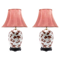 Vintage Red Fishes Lamps, Half of 20th Century