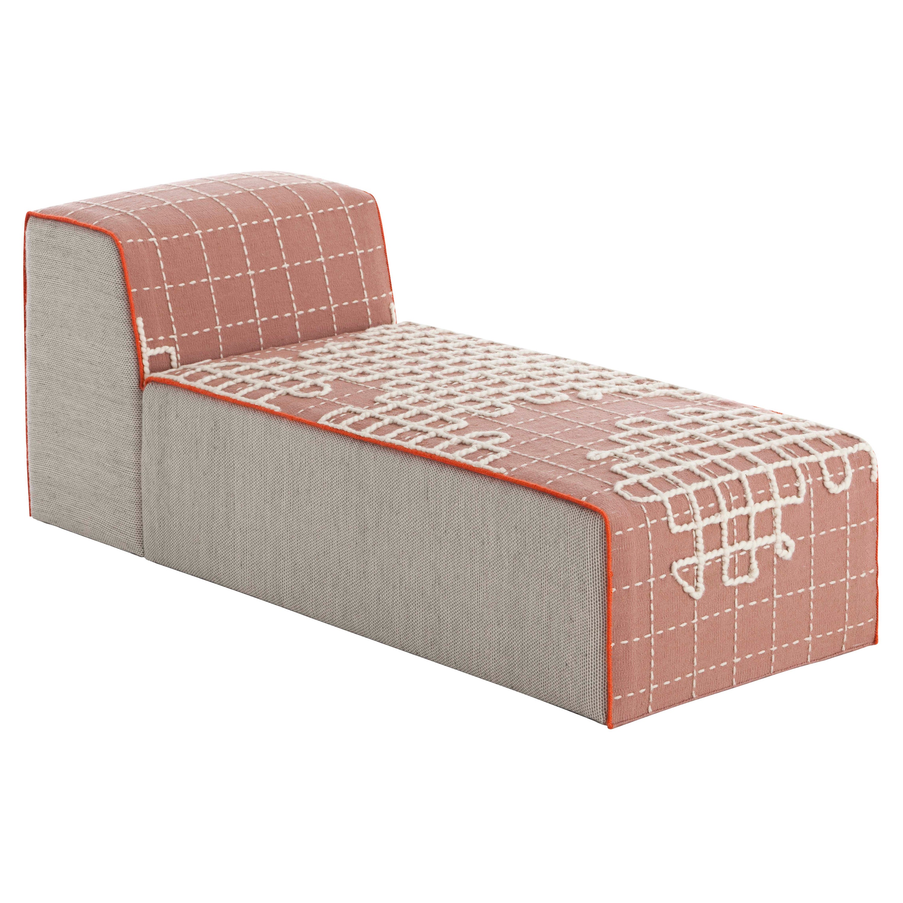 GAN Spaces Bandas Chaise Longue in A Pink with Wood Frame by Patricia Urquiola For Sale