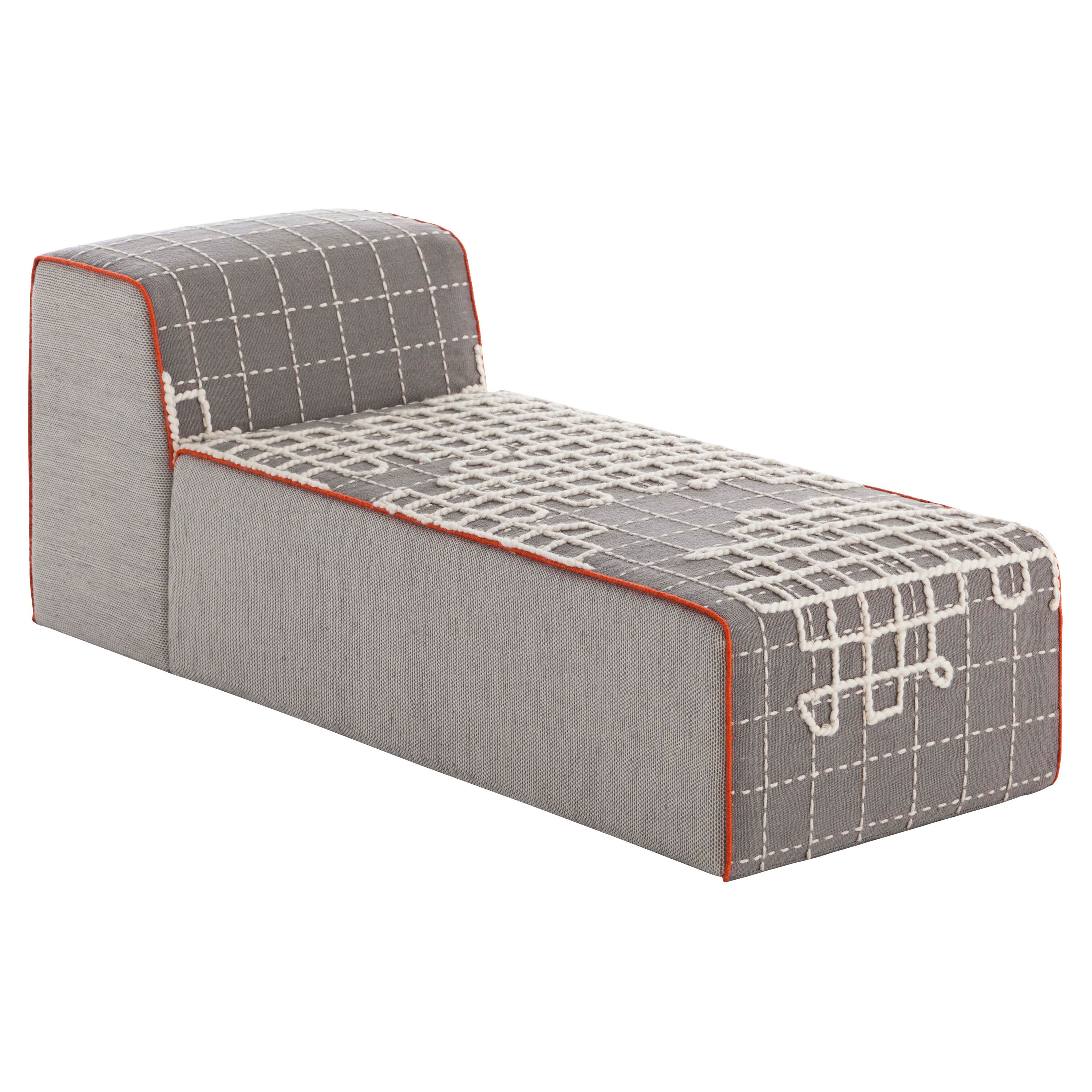 Gan Spaces Bandas Chaise Longue in a Grey with Wood Frame by Patricia Urquiola For Sale