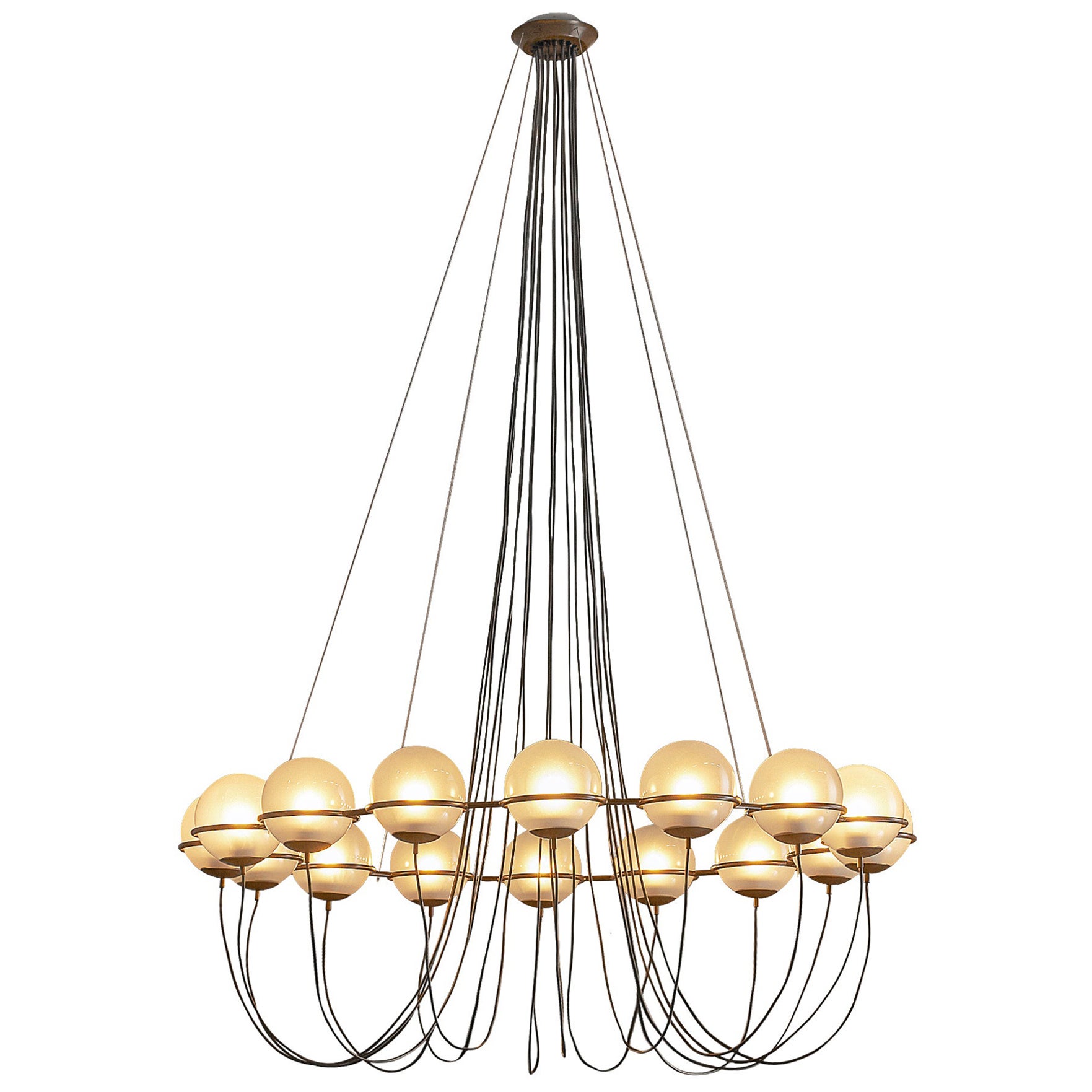 Elegant Large Chandelier in Metal and Glass