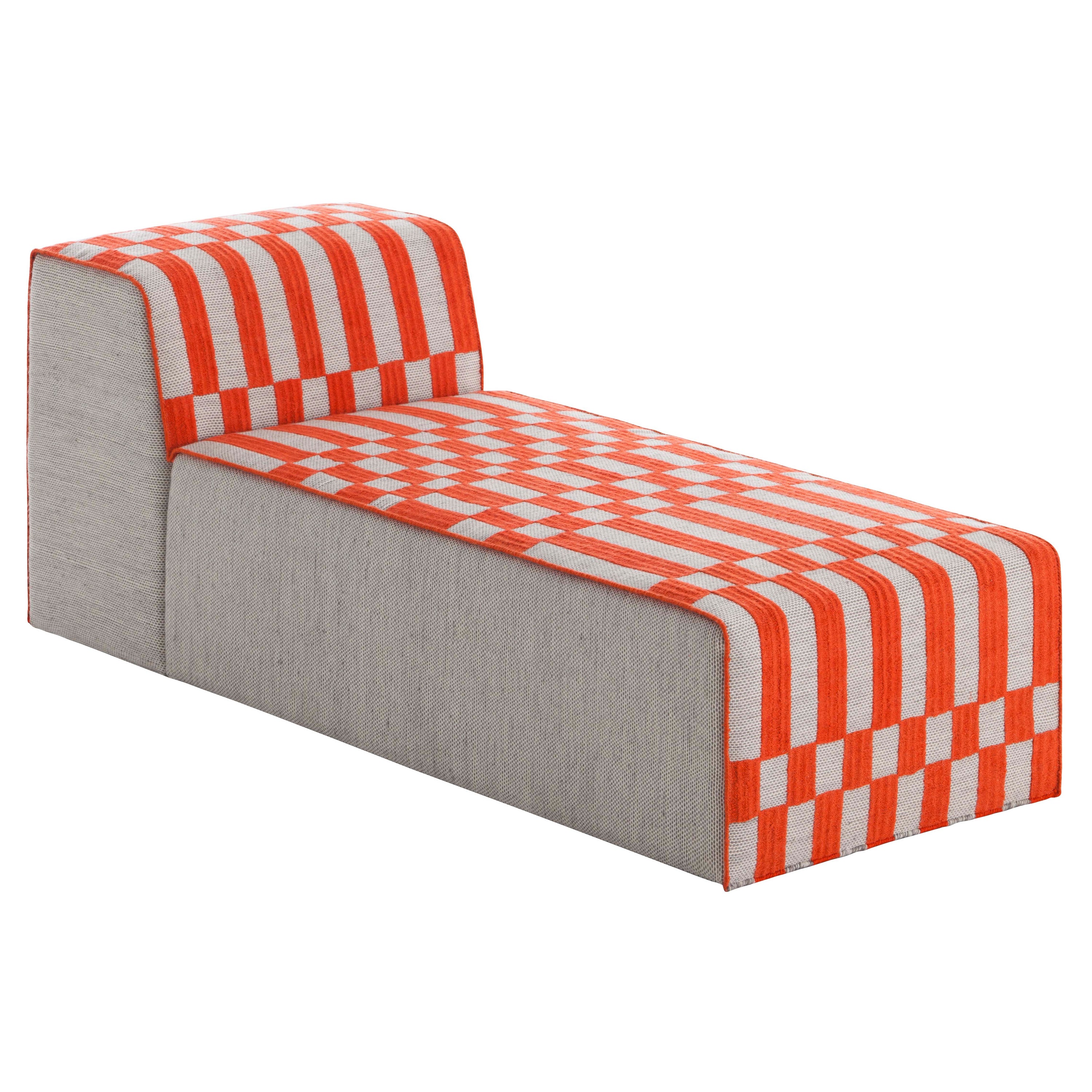 GAN Spaces Bandas Chaise Longue in B Orange with Wood Frame by Patricia Urquiola For Sale