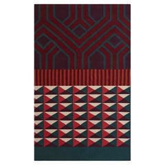 Petit tapis Kilim Technique Ndebele en laine rouge de Sandra Figuerola