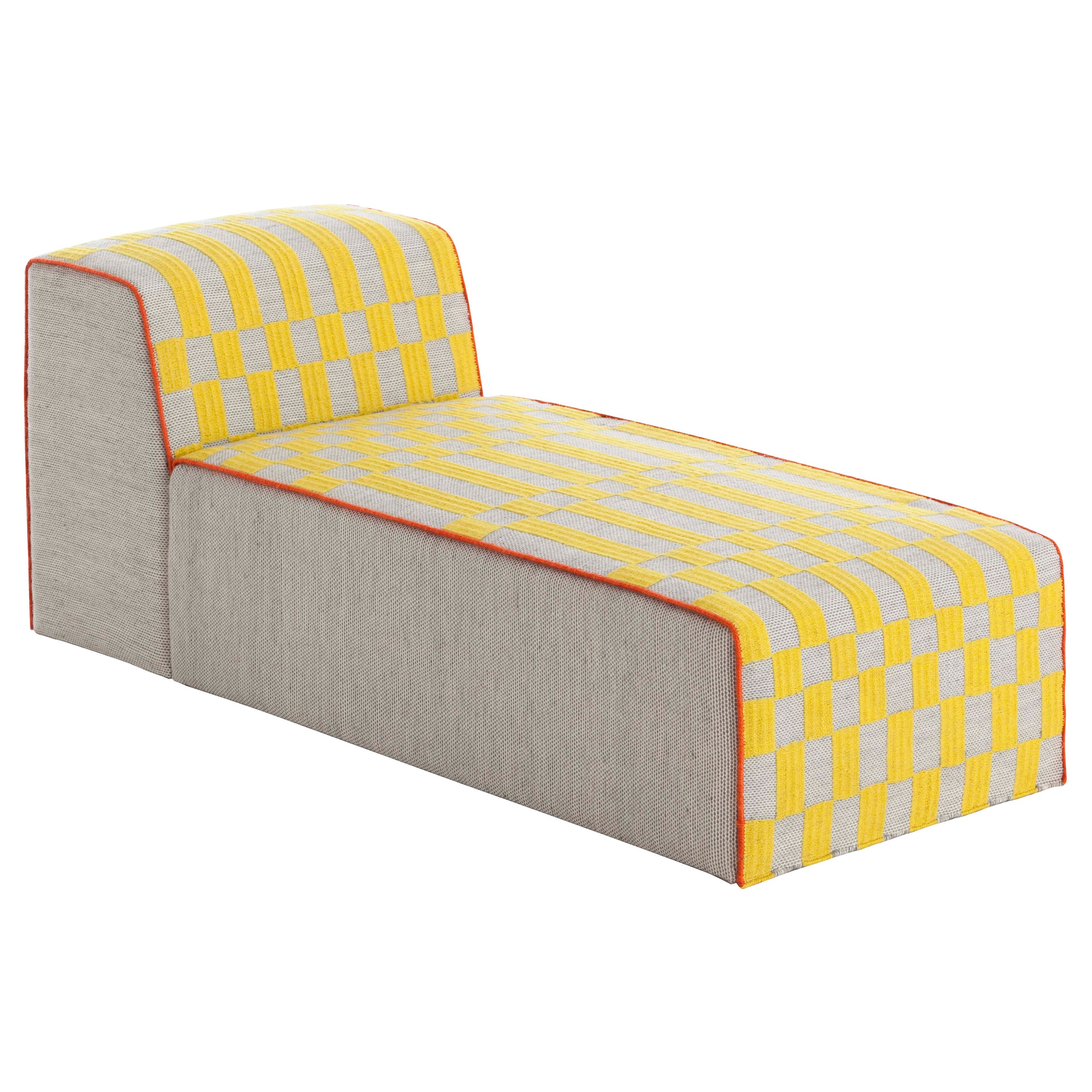 GAN Spaces Bandas Chaise Longue in B Yellow with Wood Frame by Patricia Urquiola For Sale