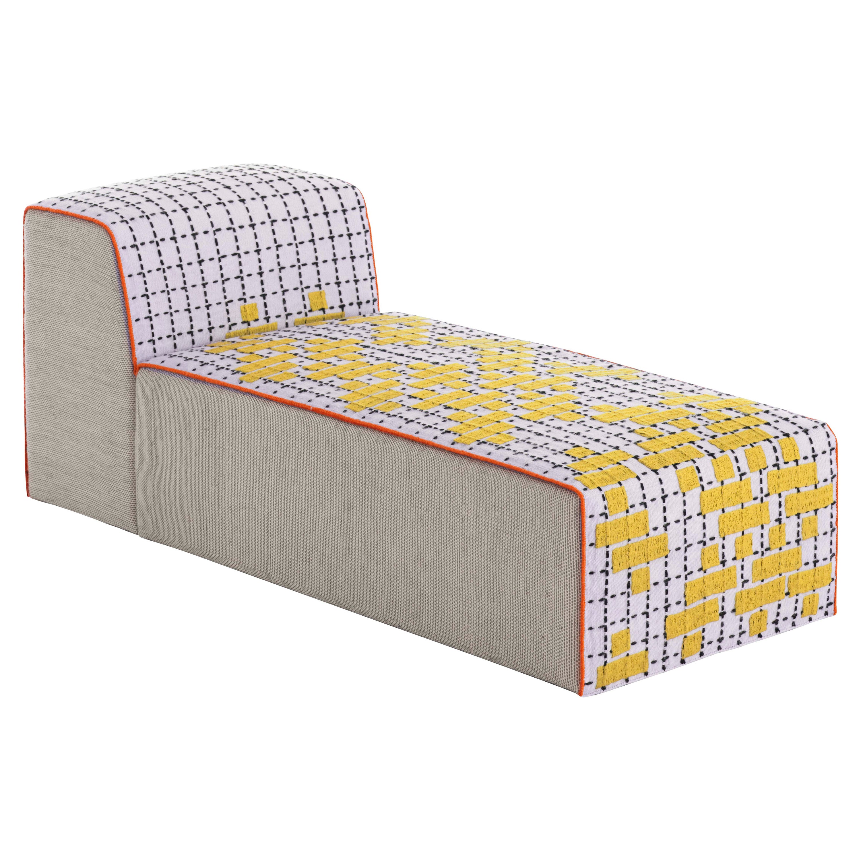 GAN Spaces Bandas Chaise Longue in C Yellow with Wood Frame by Patricia Urquiola For Sale