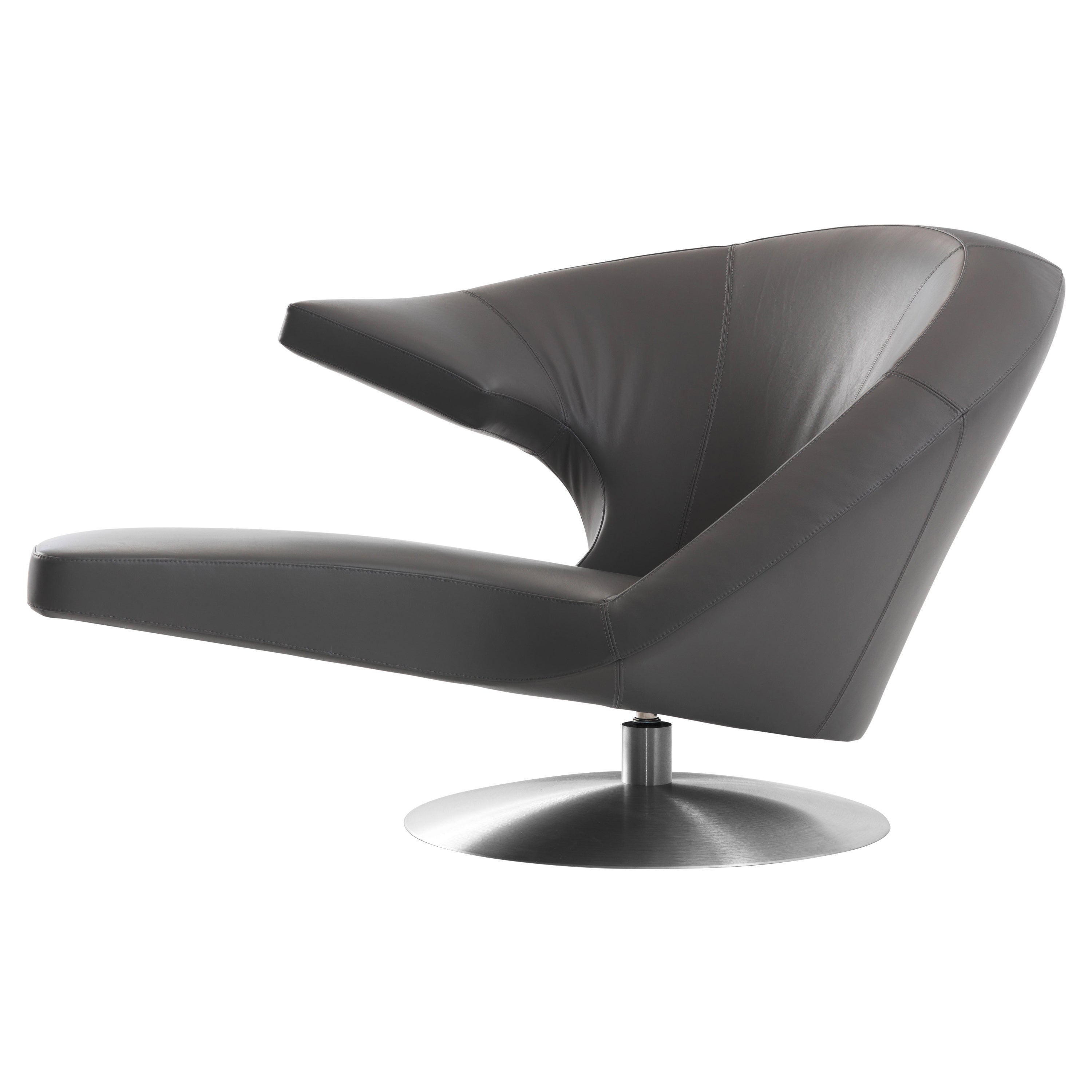 Parabolica Lounge Chair by Leolux Upholstered in Black Leather For Sale