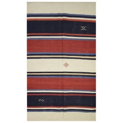 Modern Striped Kilims Rug Blue Red Kilim Rugs Wool Flat-Weave Carpet