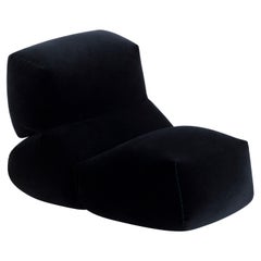 GAN Rugs Grapy Soft Seat Velvet Lounge Chair in Navy by Kensaku Oshiro