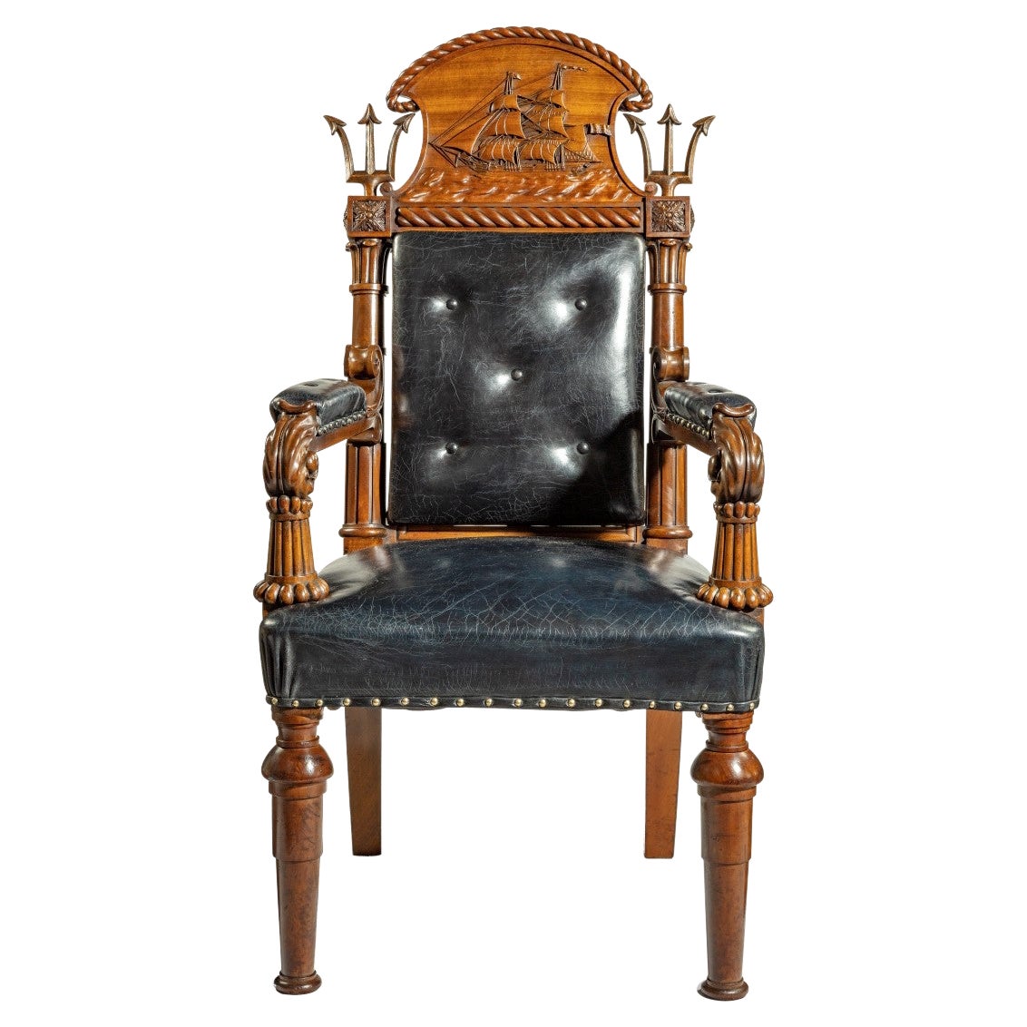 Large and Imposing Regency Nautical Chair Made for the Alliance Assurance Comp For Sale