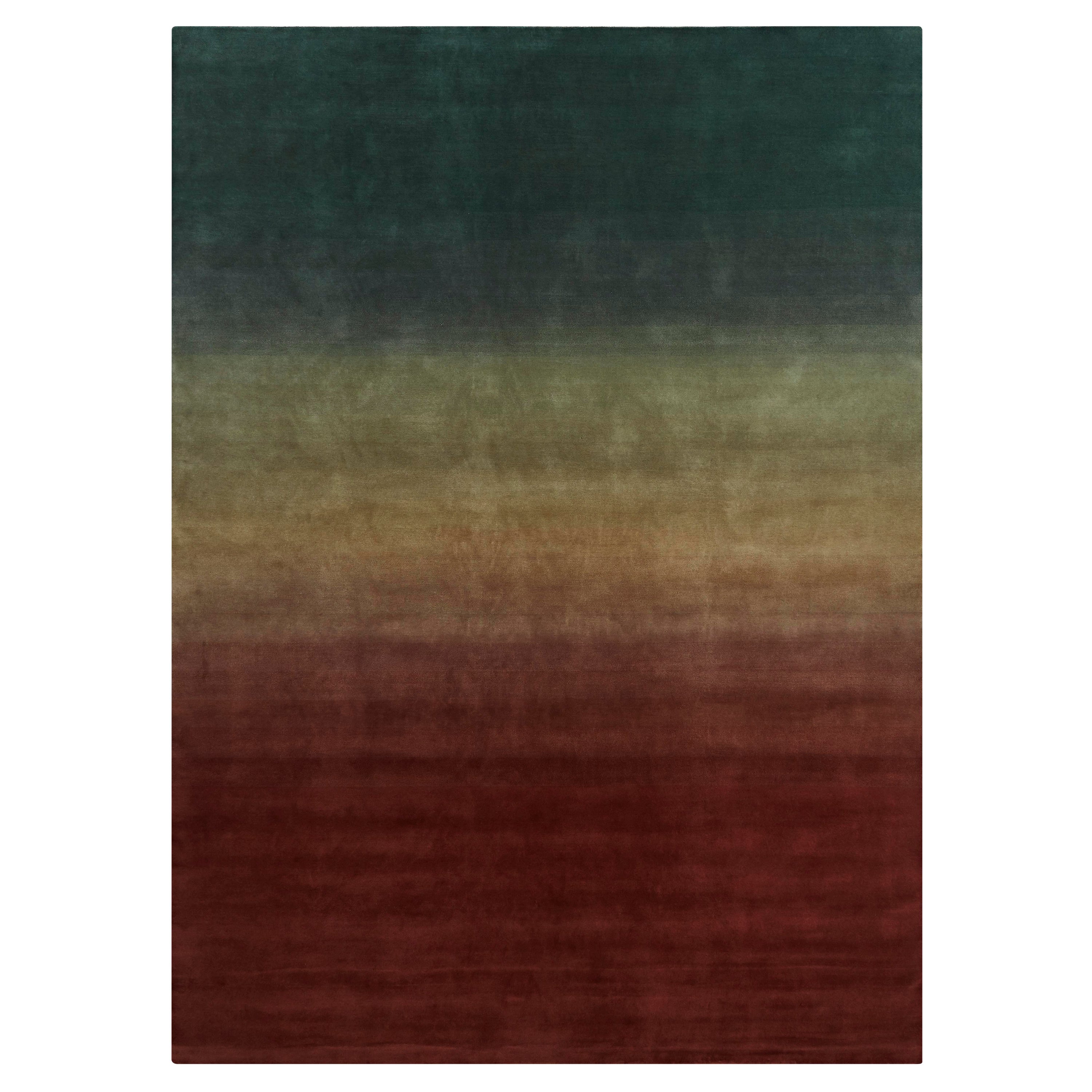 Hand Knotted Degradé Large Wool Rug in Petrol-Wine by Patricia Urquiola