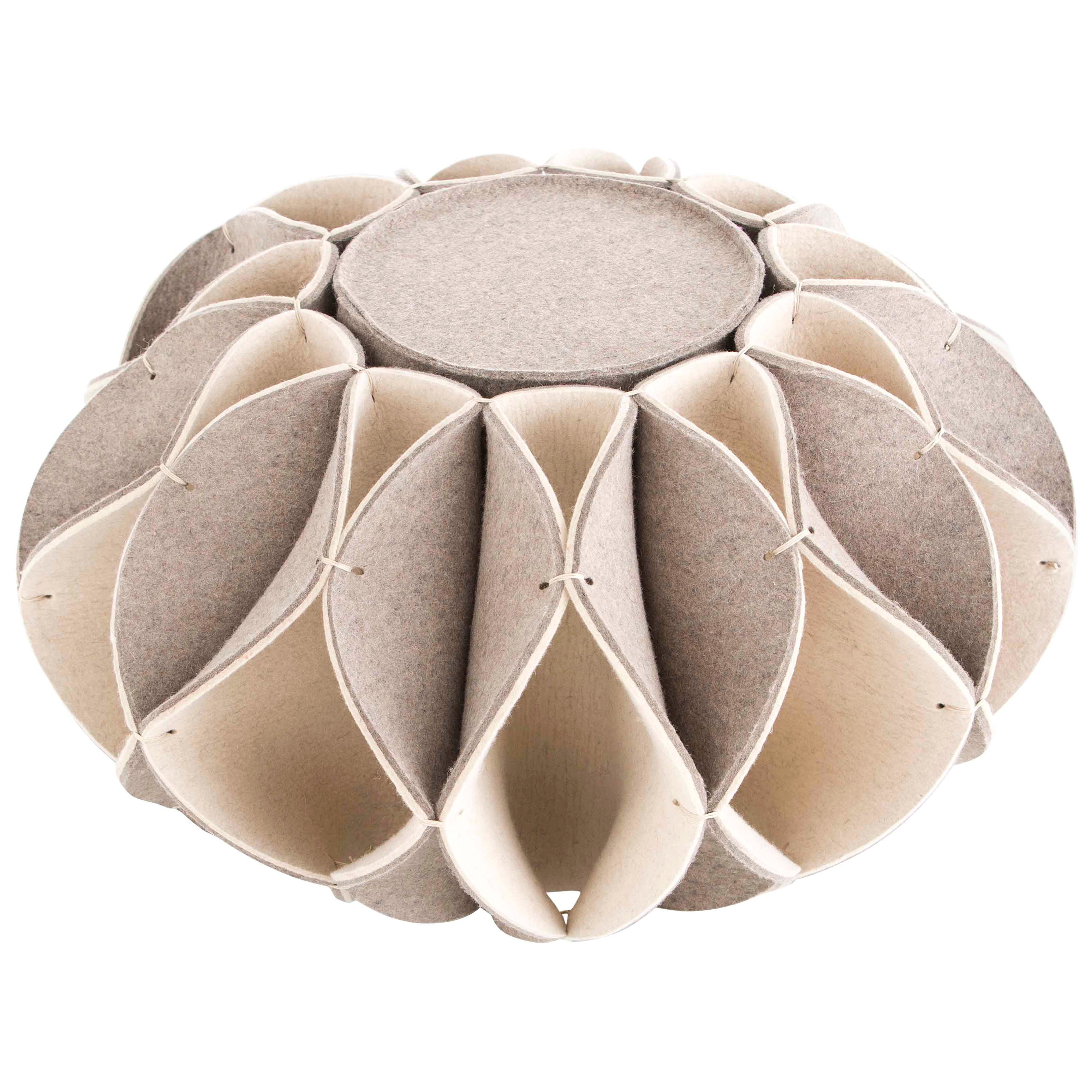 Gan Rugs Ruff High Pouf in Beige by Romero & Vallejo For Sale