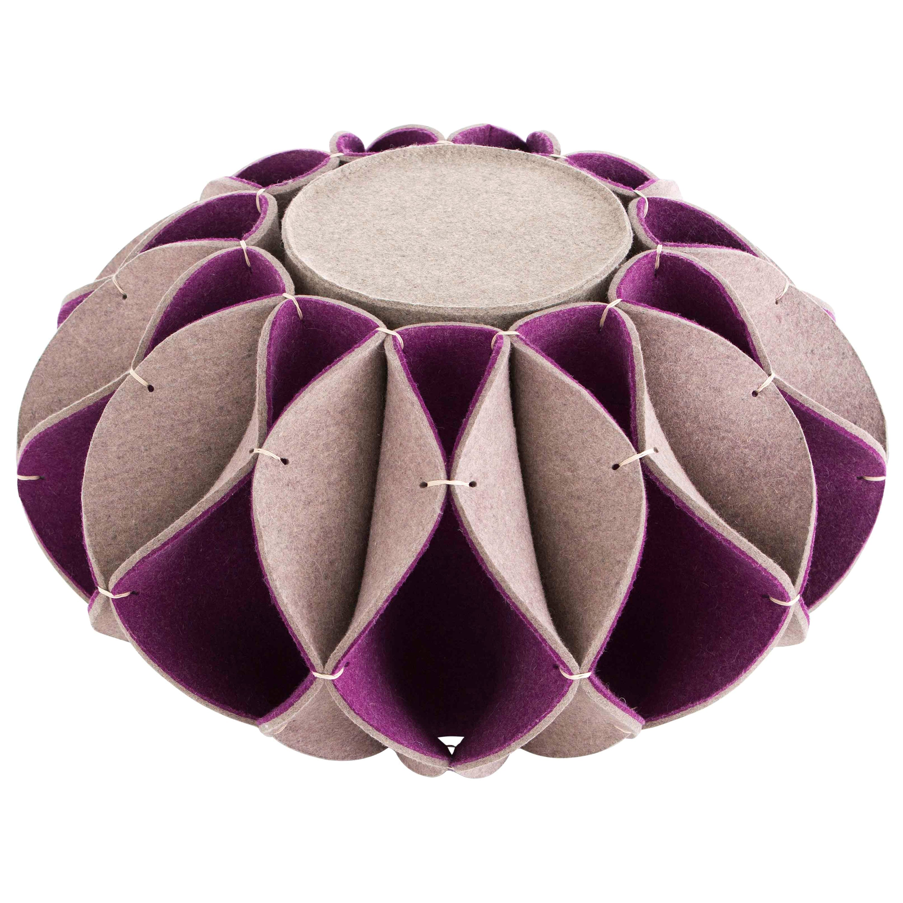 Gan Rugs Ruff High Pouf in Purple by Romero & Vallejo For Sale