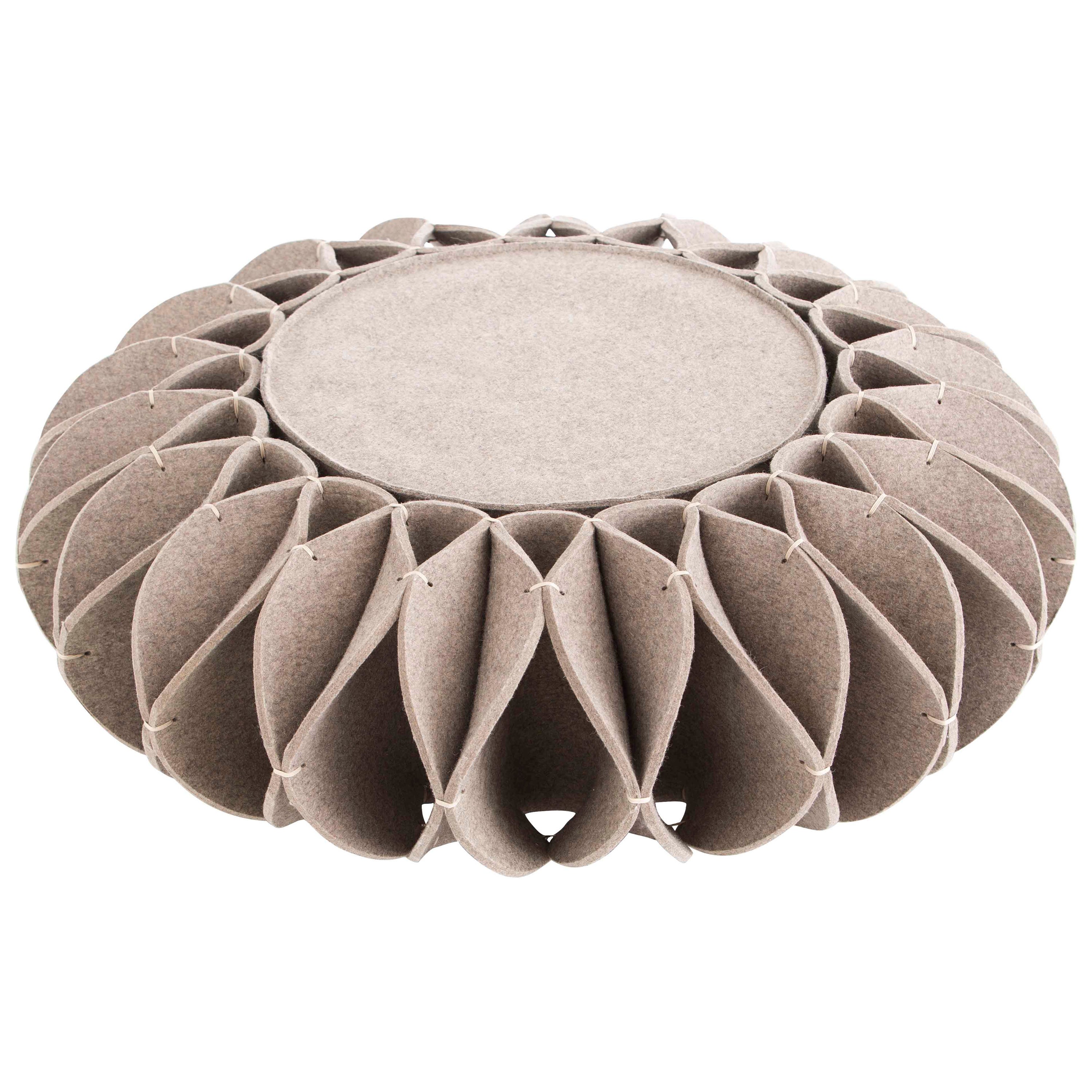 Gan Rugs Ruff Low Pouf in Yellow by Romero & Vallejo For Sale