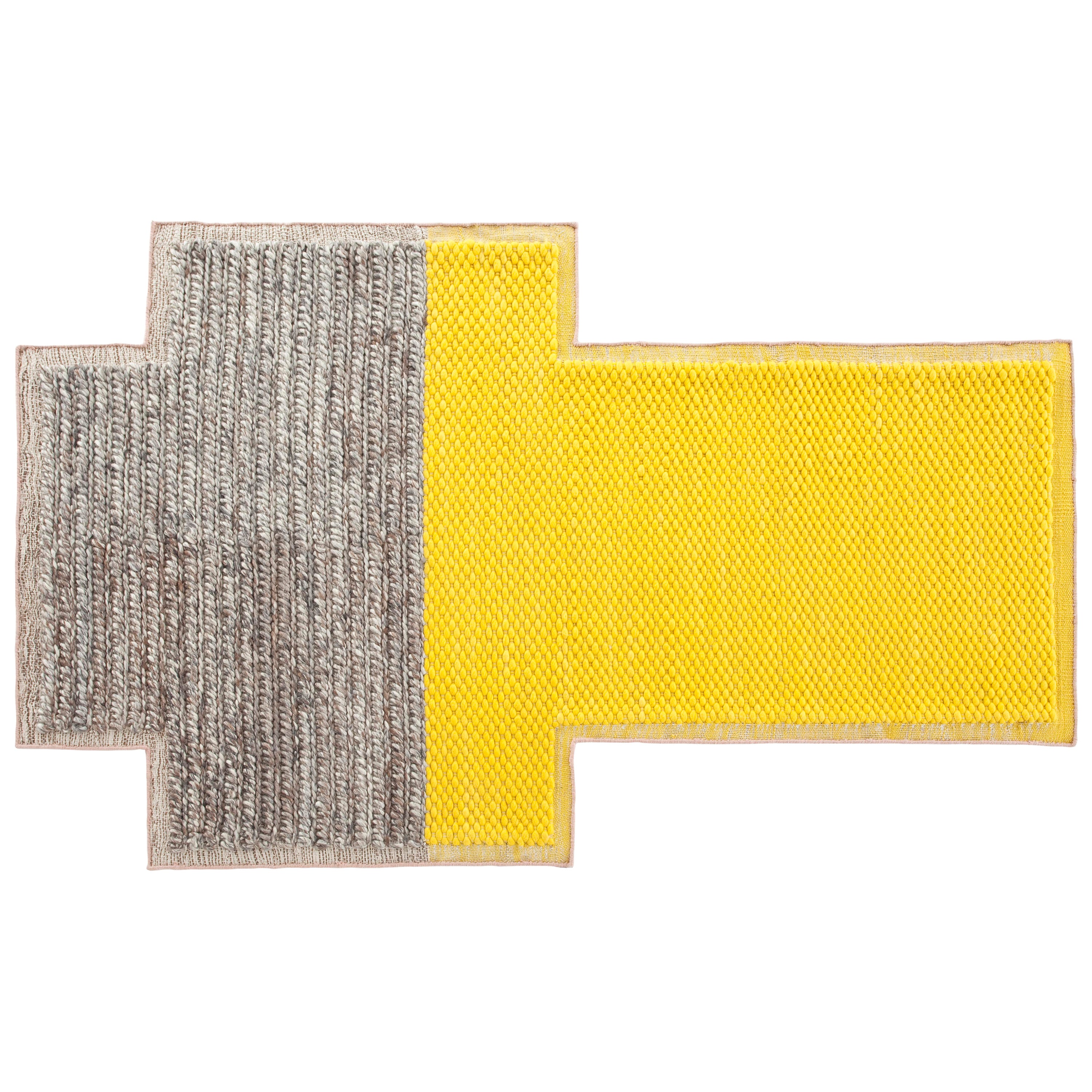 GAN Mangas Space Small Rectangular Rug Plait in Yellow by Patricia Urquiola