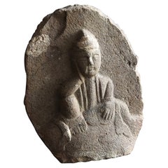 1750-1850 Bouddha /Bodhisattva / Figurine de jardin en pierre ancienne japonaise - Période Edo