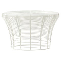 GAN Rugs Aram Low Stool with Stainless Steel Wire in White by Nendo